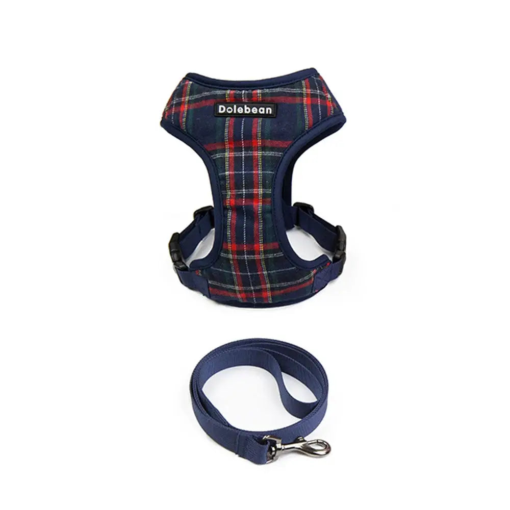 Plaid Pet Harness Leash Set for Small Dogs Adjustable Puppy Cat Harness Vest French Bulldog Chihuahua Pug Outdoor Collar by PawHaven