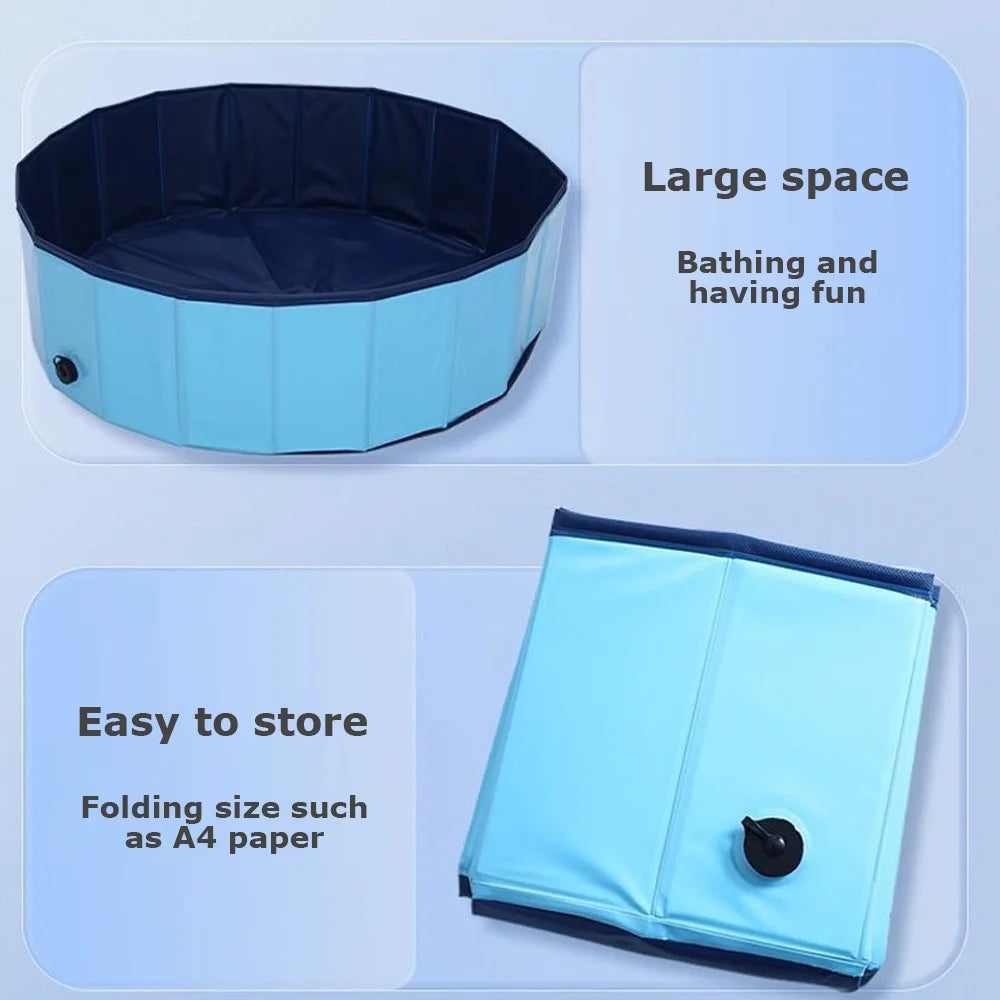 160*30cm/120*30cm/80*20cm Pet Pool Foldable Dog Bath Swimming Pool Portable Pet Pool With Drain valve Outdoor Dog Bathing Tub by PawHaven