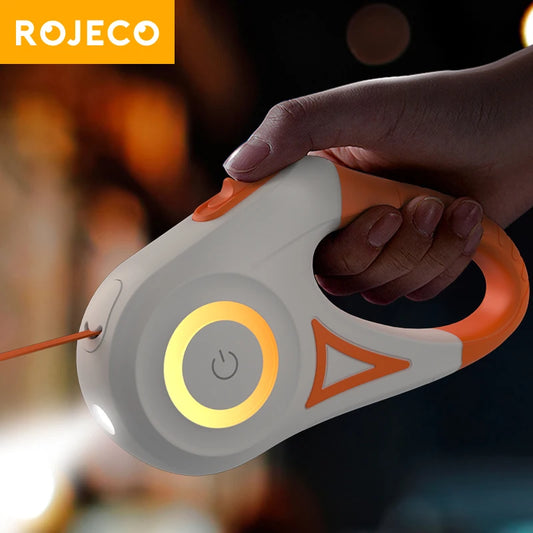 ROJECO 5m LED Retractable Dog Leash for Night Walks by PawHaven
