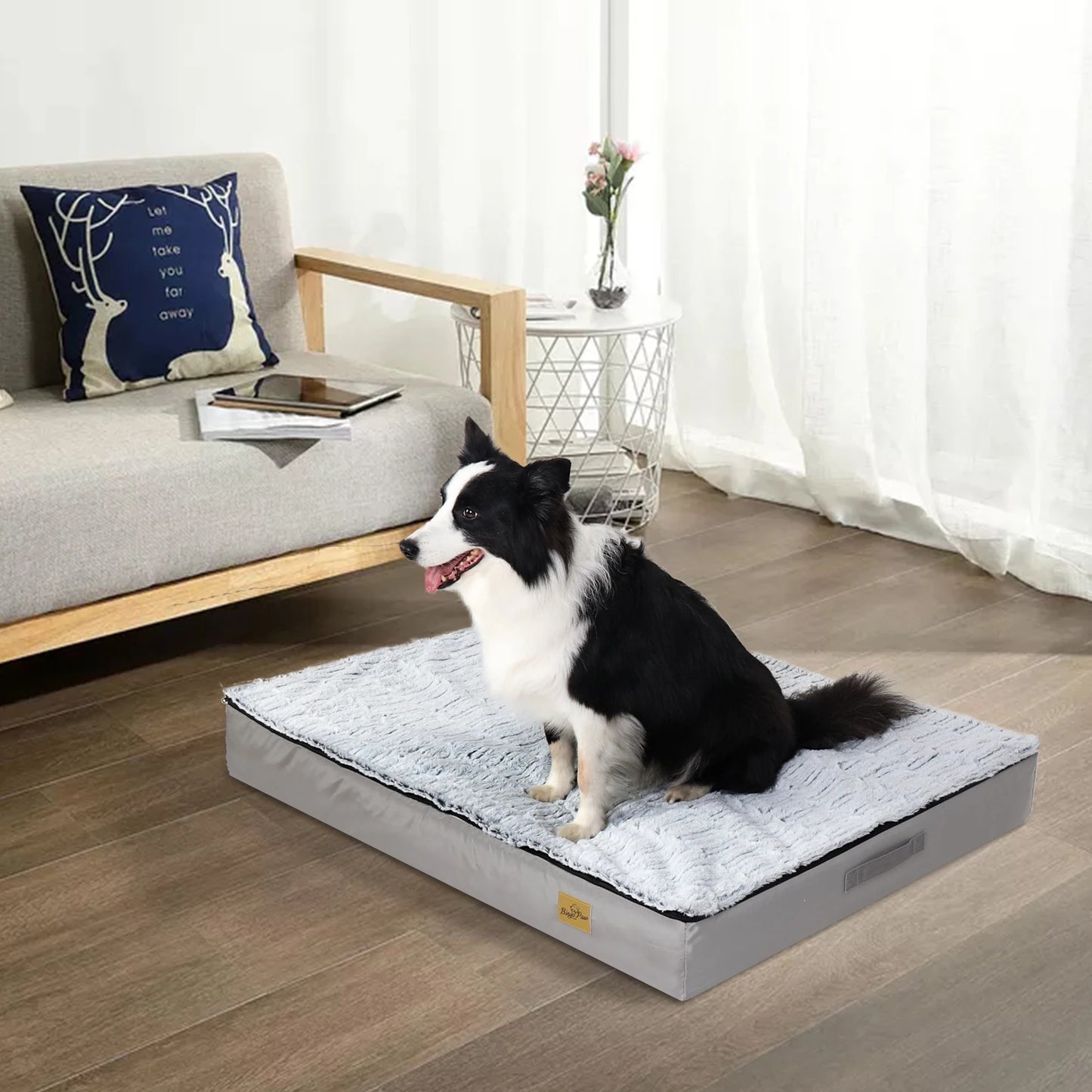 L-3XL Dog Bed Orthopedic Pet Calming Bed Soft Sponge Foam Base Dog Crate Kennels Mat with Removable Cover by PawHaven