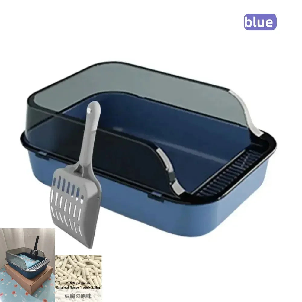 Premium Large Semi Enclosed Cat Litter Box With Scoop by PawHaven