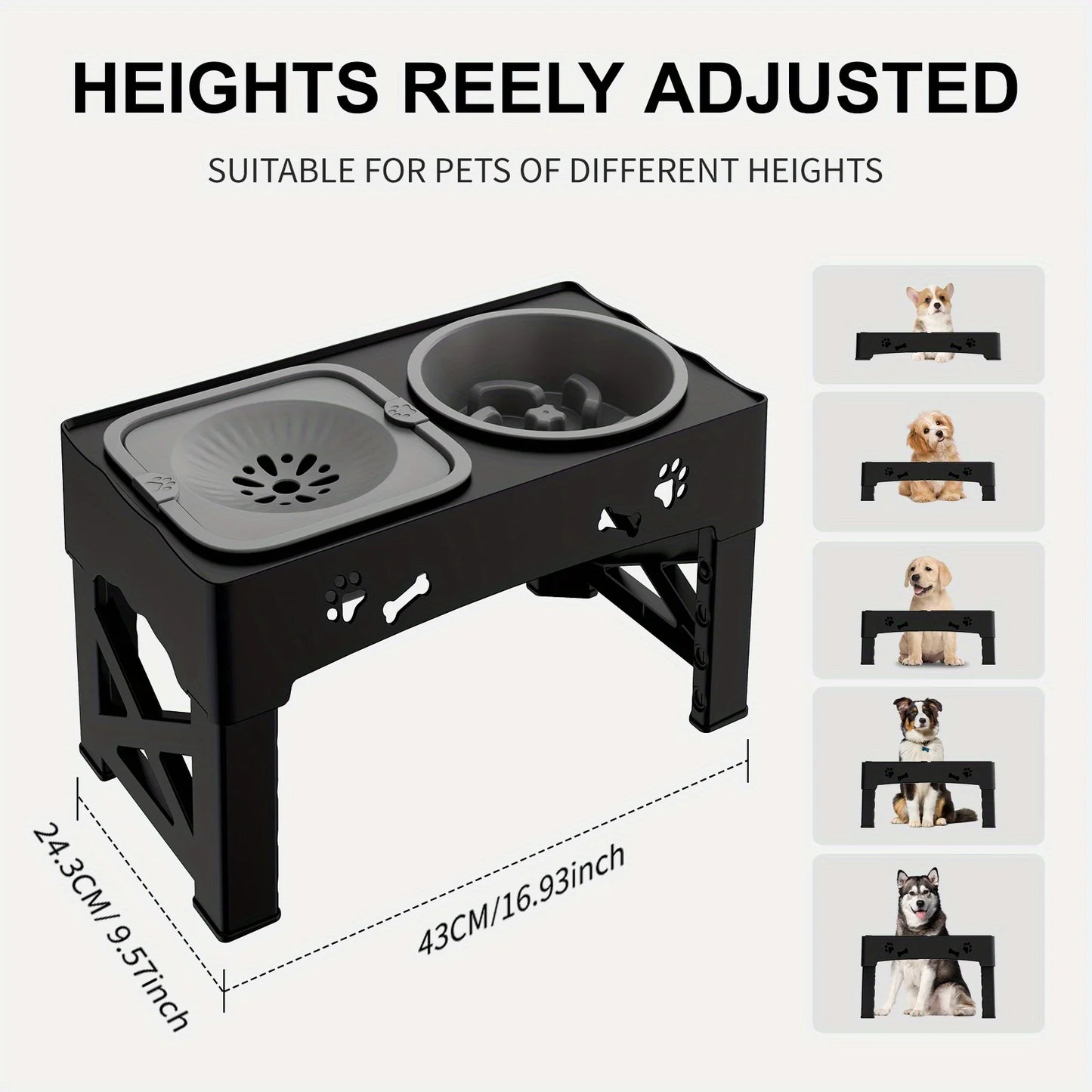 Raised Dog Bowl Stand for Cats and Dogs Pet Feeder Bowls Double Feeder High Stand for Small Medium and Large Dogs Cats by PawHaven