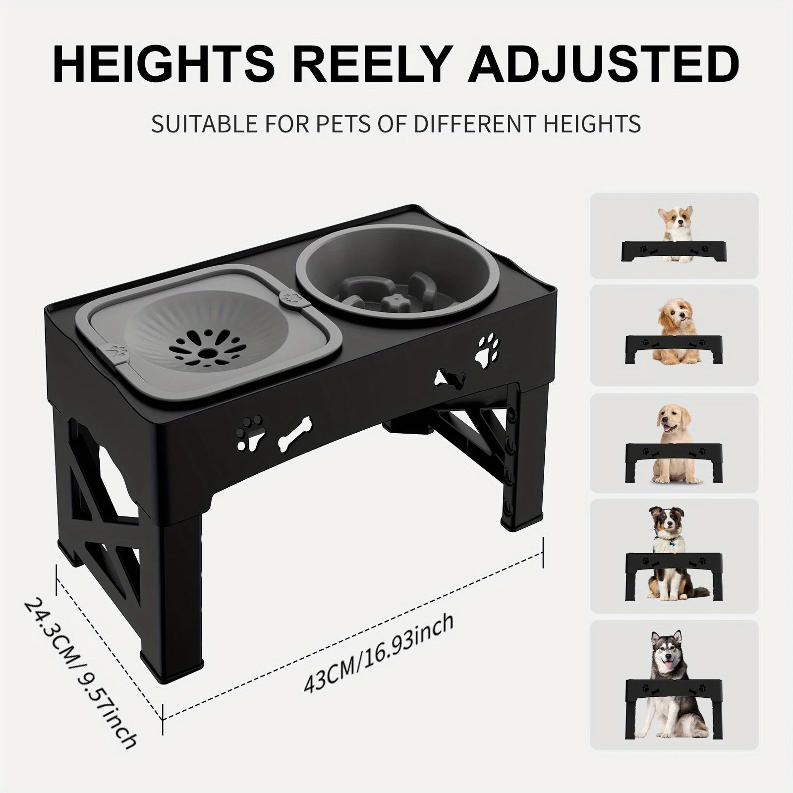 Raised Dog Bowl Stand for Cats and Dogs Pet Feeder Bowls Double Feeder High Stand for Small Medium and Large Dogs Cats by PawHaven