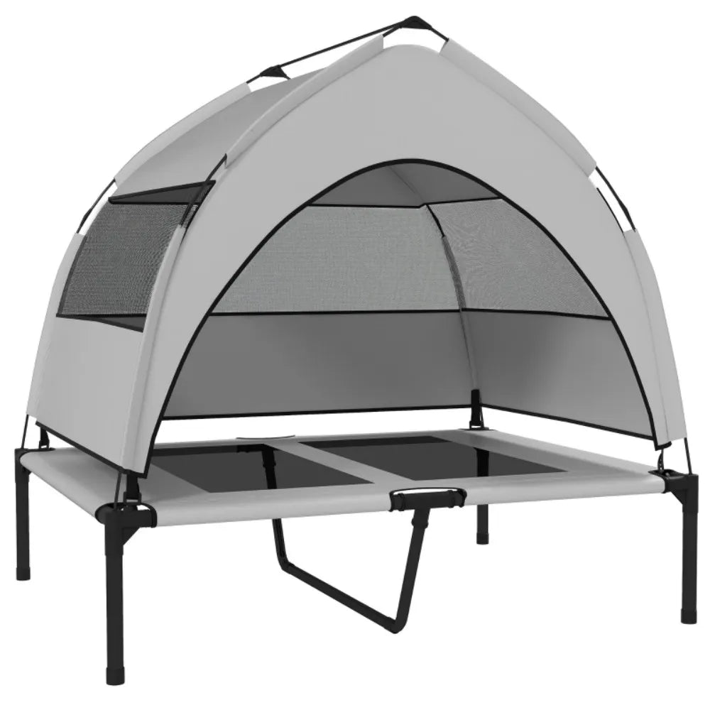Portable Elevated Dog Bed with Removable Canopy, Cooling Raised Pet Cot for Medium Large Dogs, 92 x 75 x 89 cm by PawHaven