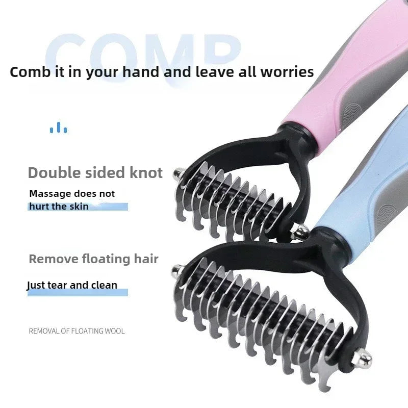 1pc Stainless Steel Dual Sided Pet Comb, Dog Cat Tangle Remover Brush, Portable Grooming Accessory for Household Pets by PawHaven