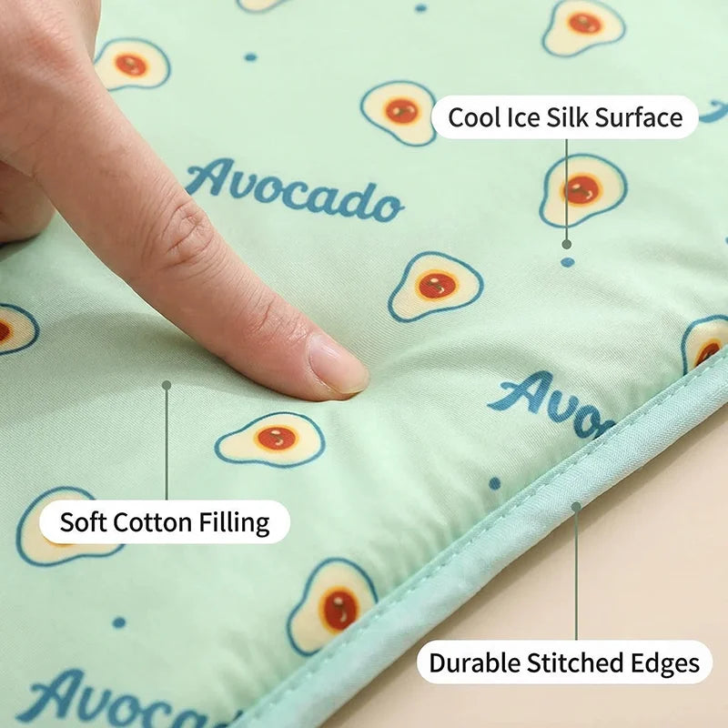 Summer Pet Ice Pad Cooling Mat Ice Silk Cushion Non Slip Washable Anti Heat Dog Cat Bed Portable Cool Rest Mat Summer Heat Relie by PawHaven