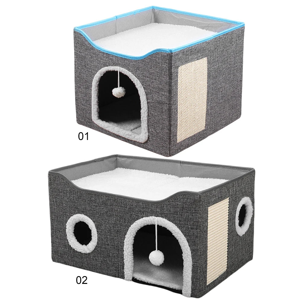 Premium Velvet Cat Cave With Scratching Pad by PawHaven