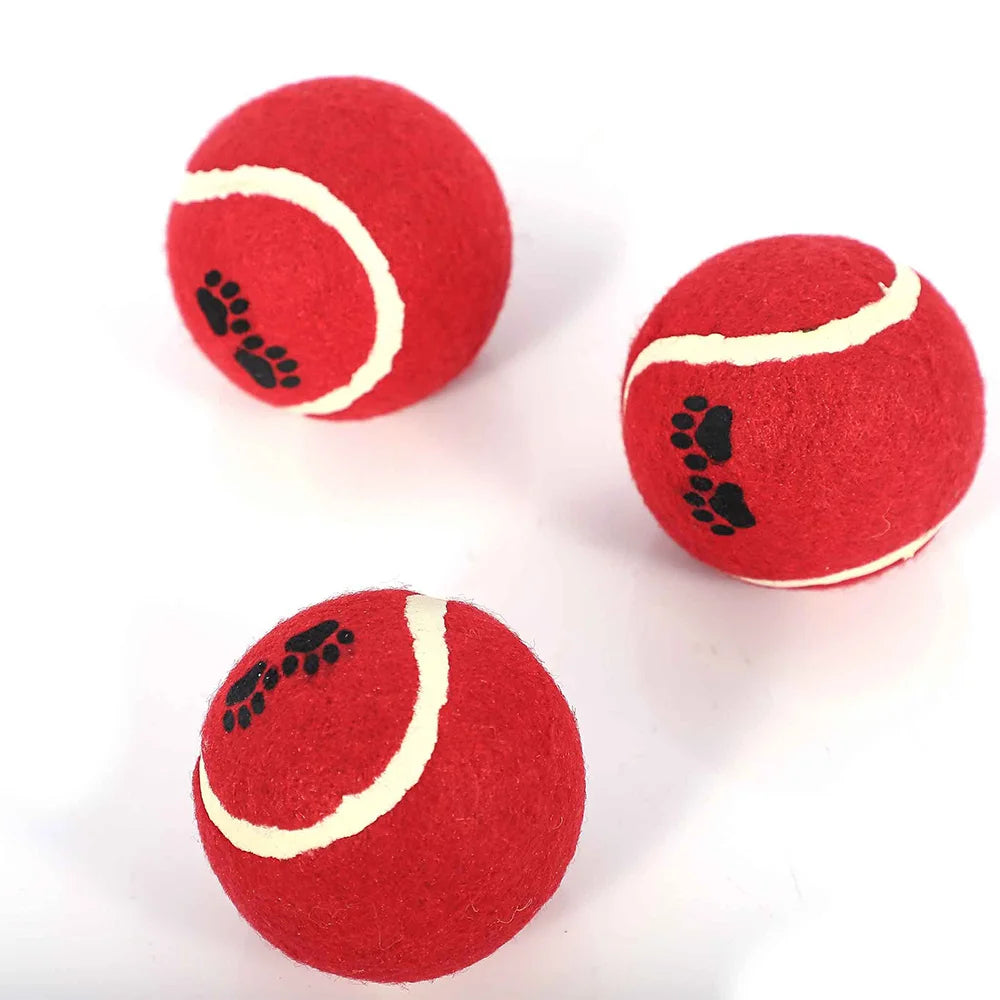 Red Tennis Balls Dog Toys 3 Pack, Durable Interactive Fetch and Chew Play for Dogs Puppies by PawHaven