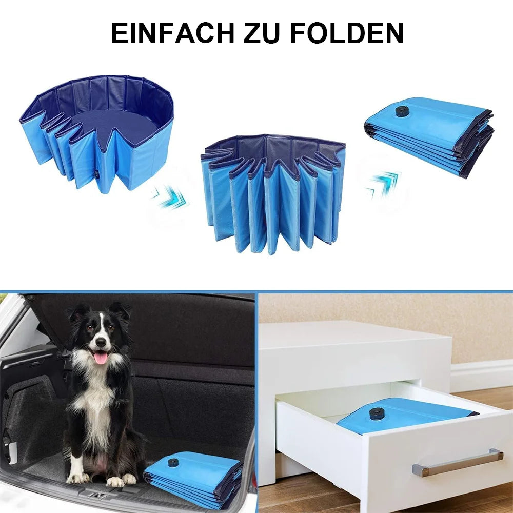 160*30cm/120*30cm/80*20cm Pet Pool Foldable Dog Bath Swimming Pool Portable Pet Pool With Drain valve Outdoor Dog Bathing Tub by PawHaven