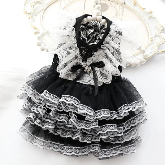 dog Lolita Princess Dress Small Dog Pet cute Clothing Skirt Dogs Clothes Cat Print Thin Summer White Dogs Clothing Chihuahua by PawHaven