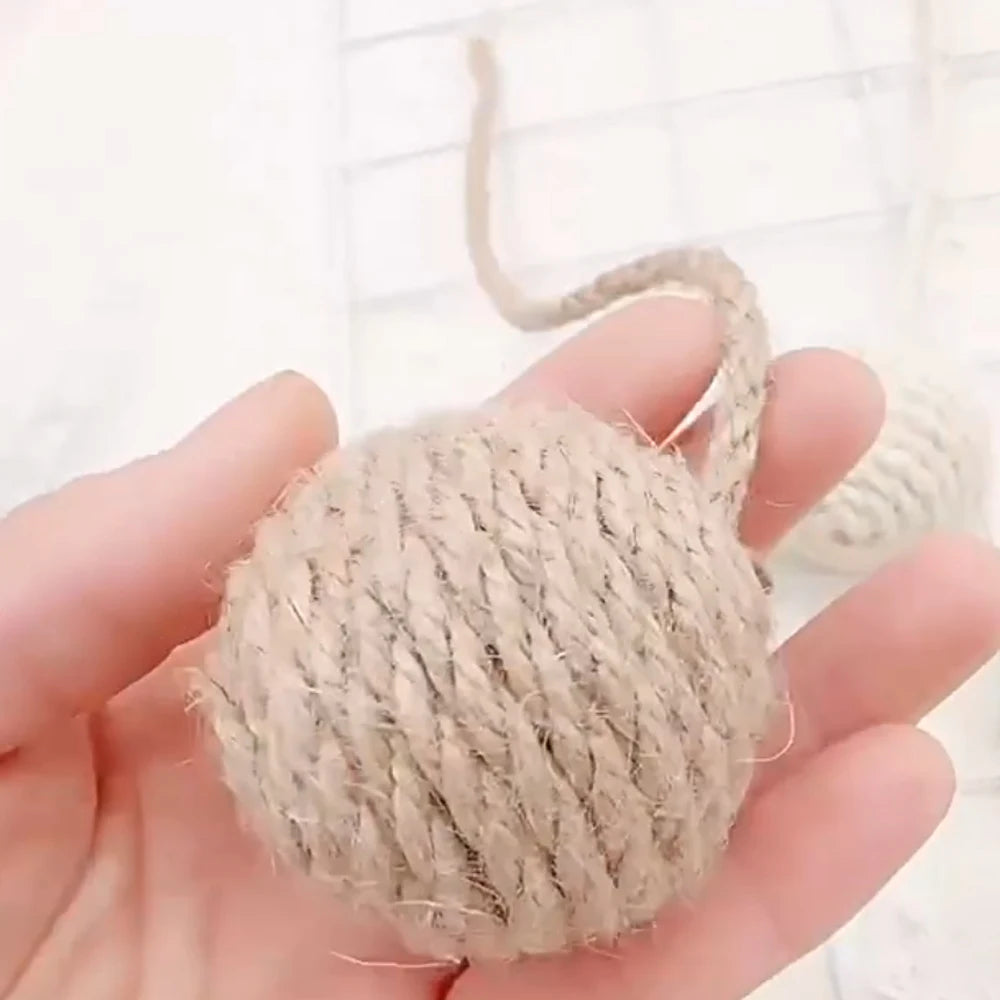 Hanging Furry Balls Cat House Toys Accessories Sisal Hang Ball Pet Toy Supplies by PawHaven