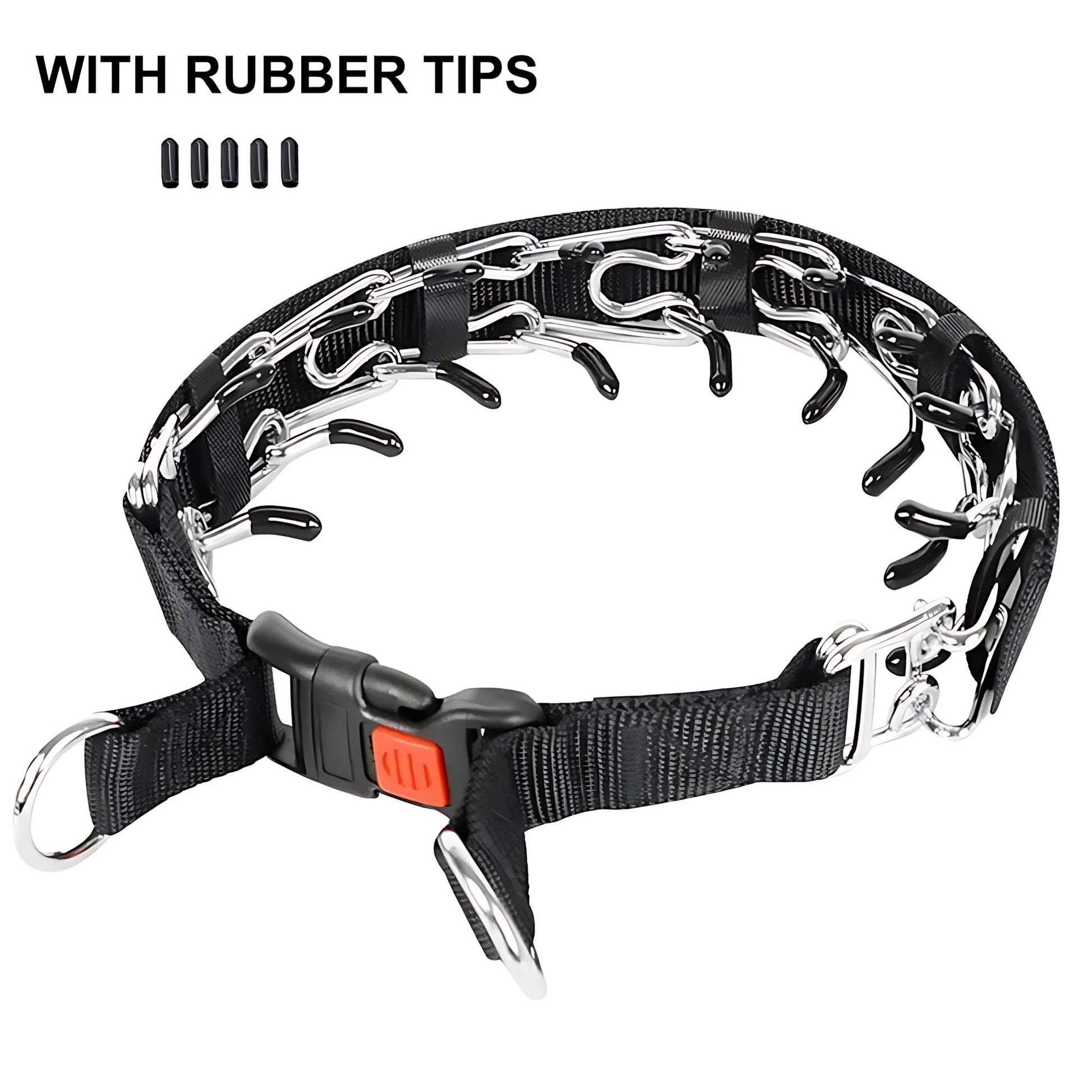 Dog Prong Training Collar Choke Pinch Collar with Rubber Comfort Tips Quick Release Snap Buckle Adjustable for Puppies Dogs by PawHaven
