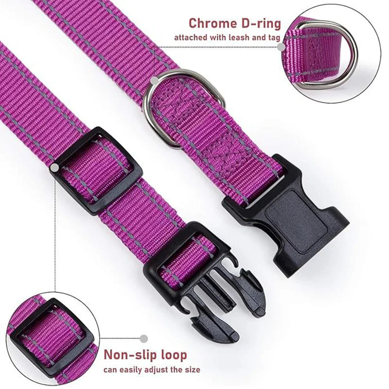Adjustable Reflective Pet Collar Anti Breakaway Anti Choke Explosion Proof Walking Neck Ring Durable Traction Collar For Dog Cat by PawHaven