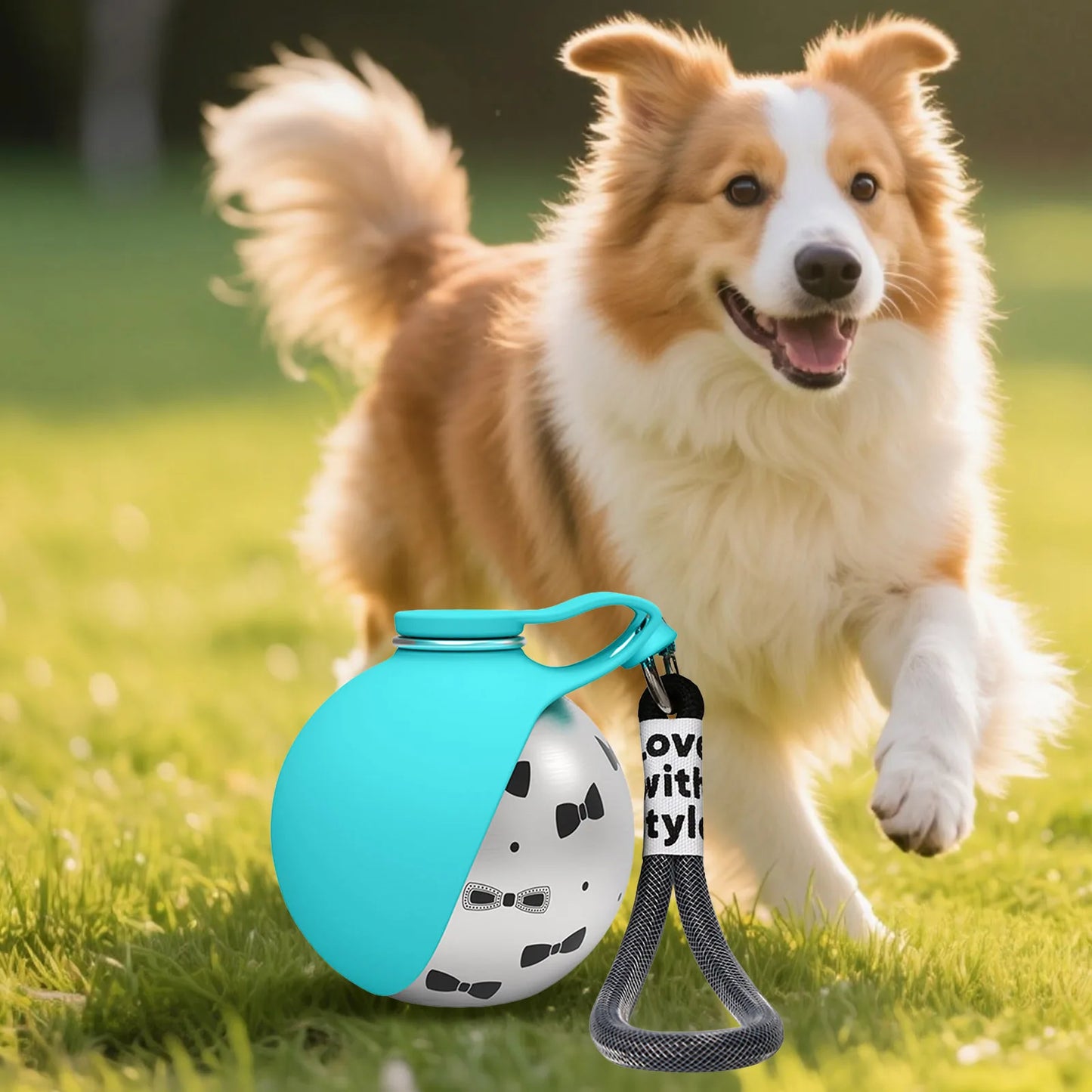 2-In-1 Dog Water Bottle with Silicone Bowl Foldable Pet Water Bottle No-Spill Stainless Steel Ideal for Walking Hiking & Travel by PawHaven