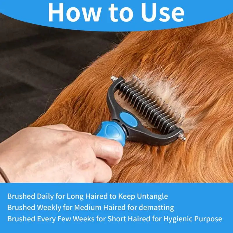 2in1 Stainless Pet Deshedding Brush Dog Hair Remover Pet Fur Knot Cutter Puppy Cat Comb Brushes Dogs Grooming Shedding Supplies by PawHaven
