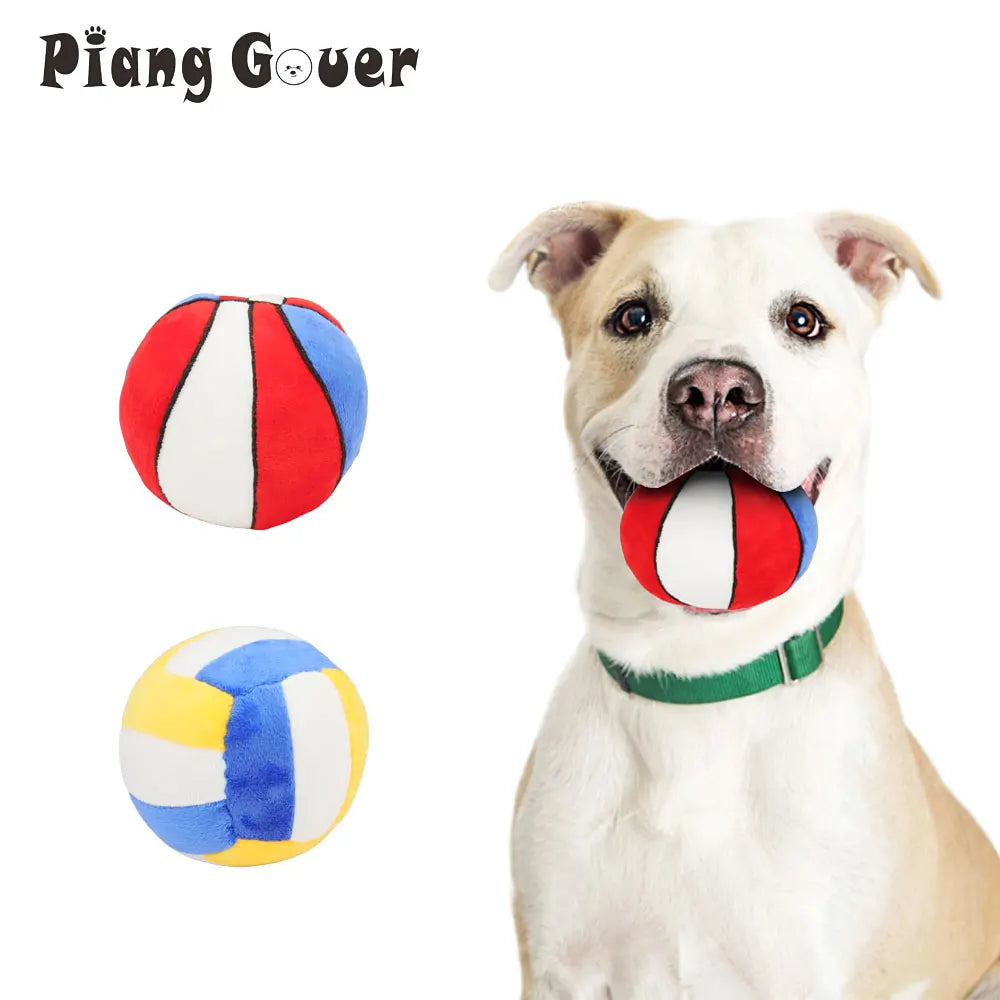 Ball Shape Plush Sound Dog Toy Puppy Chew Pet Squeak Toy For Small Medium Dogs by PawHaven