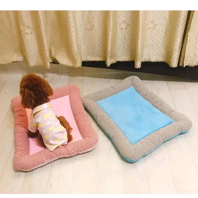 Cooling Pad Bed for Dogs Cats Puppy Kitten Cool Mat Pet Blanket Ice Silk Material Soft for Summer Sleeping Pink Blue Breathable by PawHaven