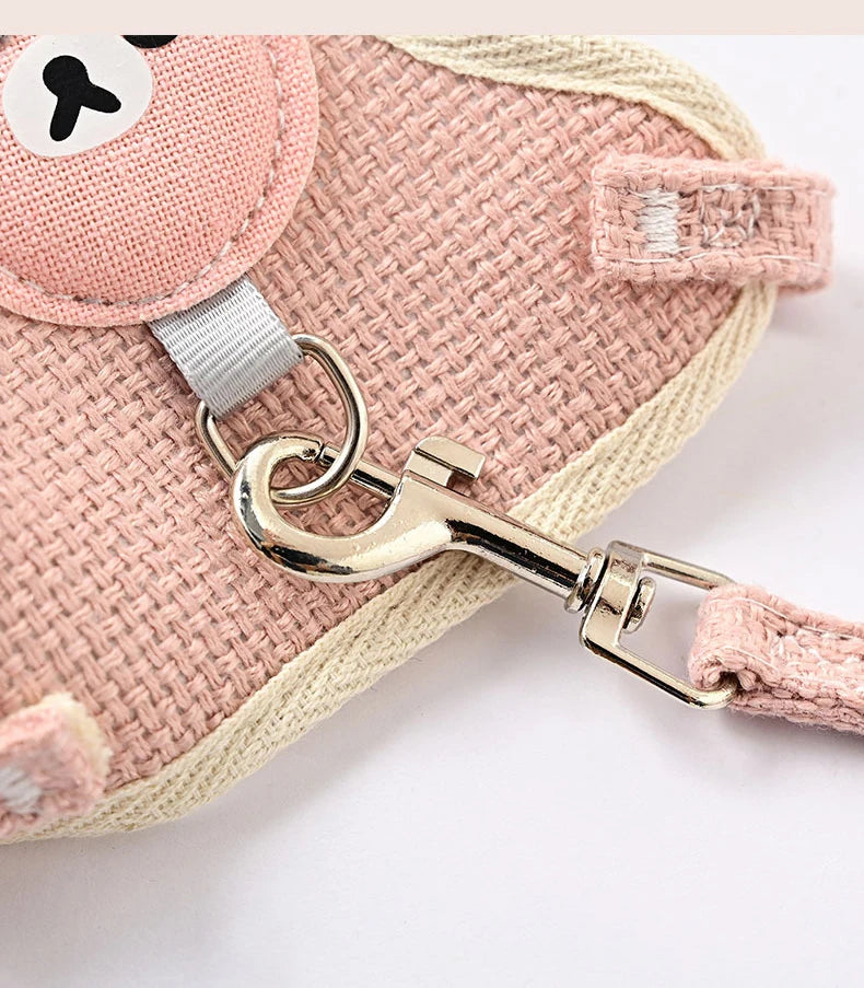 Dog Harness Outdoor Walking Leash Collar Set Adjustable Soft Cute breathable Cat Harness for Small Medium Pet Collar Leash by PawHaven