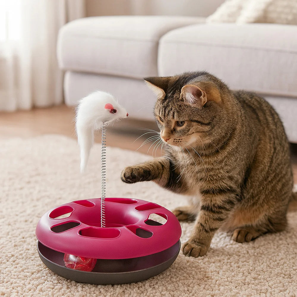 Premium Cat Toy 3 In 1 Disc Ball Mouse For Exercise by PawHaven