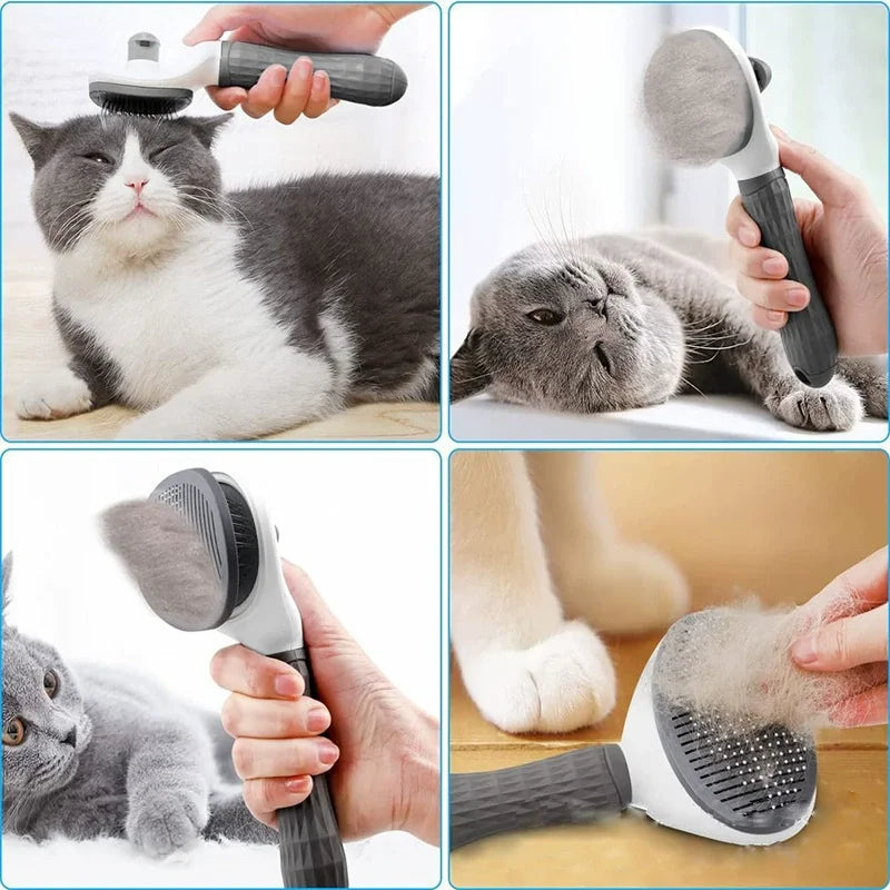 Pet One Button Self Cleaning Slicker Brush Automatic Hair Remover Comb Dog Cat Massage Needle Comb For Pet Beauty Care Supplies by PawHaven