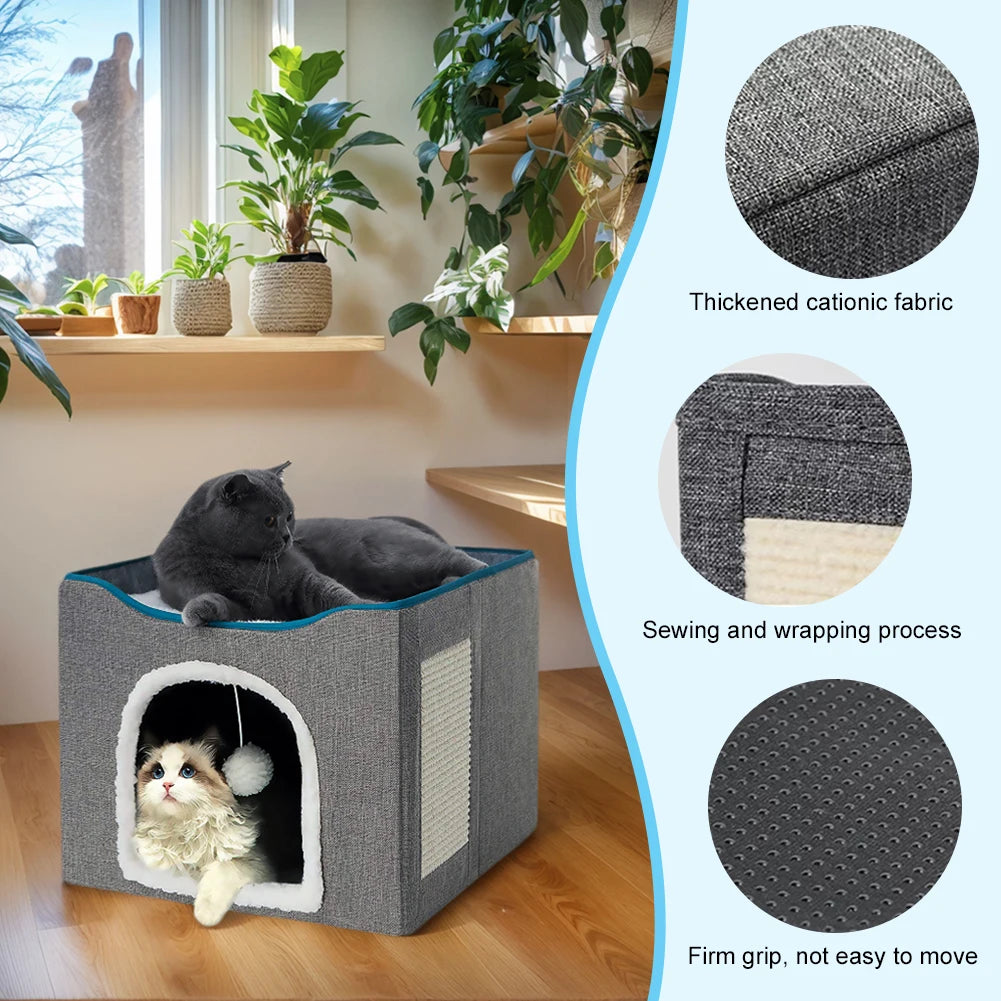 Premium Velvet Cat Cave With Scratching Pad by PawHaven
