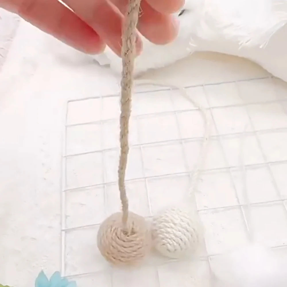 Hanging Furry Balls Cat House Toys Accessories Sisal Hang Ball Pet Toy Supplies by PawHaven