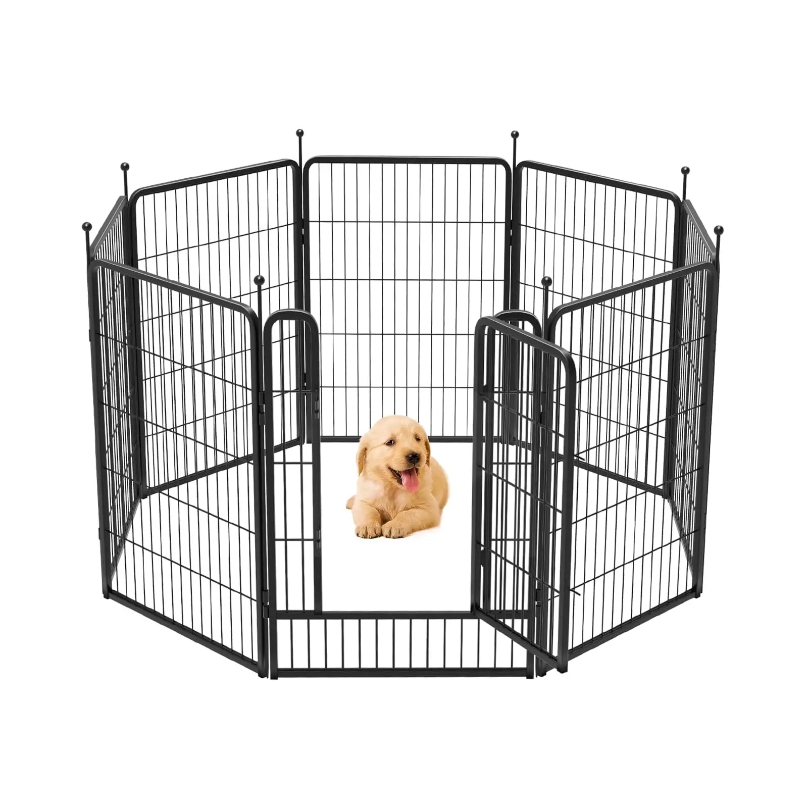 Heavy-Duty 8 Panels Dog Playpen Indoor & Outdoor Pet Exercise Pen with Door Rust-Proof Iron Metal Fence Dog Playpen for Puppies by PawHaven