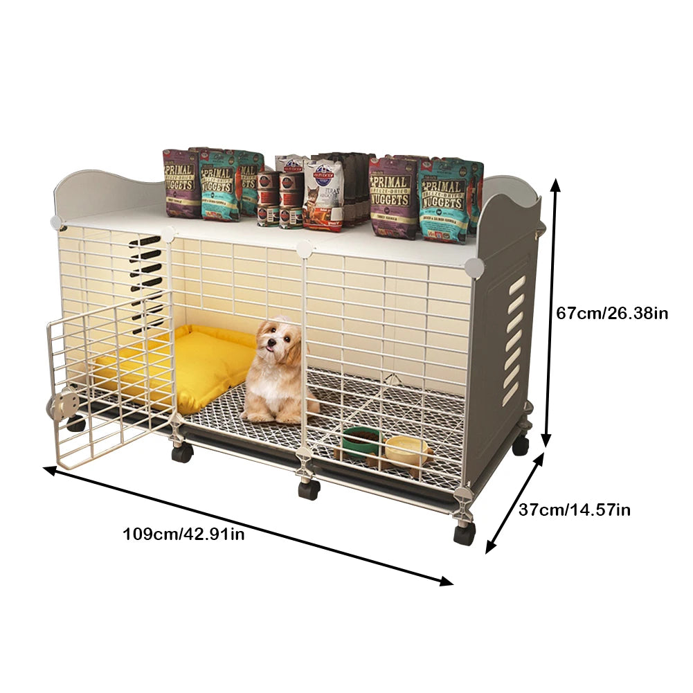 Stylish End Table Dog Crate With Wheels And Tray by PawHaven
