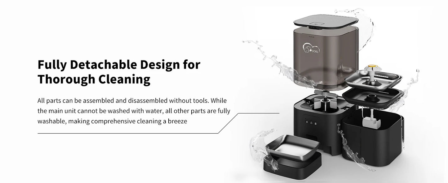 DOEL 2-in-1 Smart Cat Feeder 6L Dry Feeder & 2.5L Cat Water Fountain w/ App Control Timed Feeding For Small Dogs Food Dispenser by PawHaven