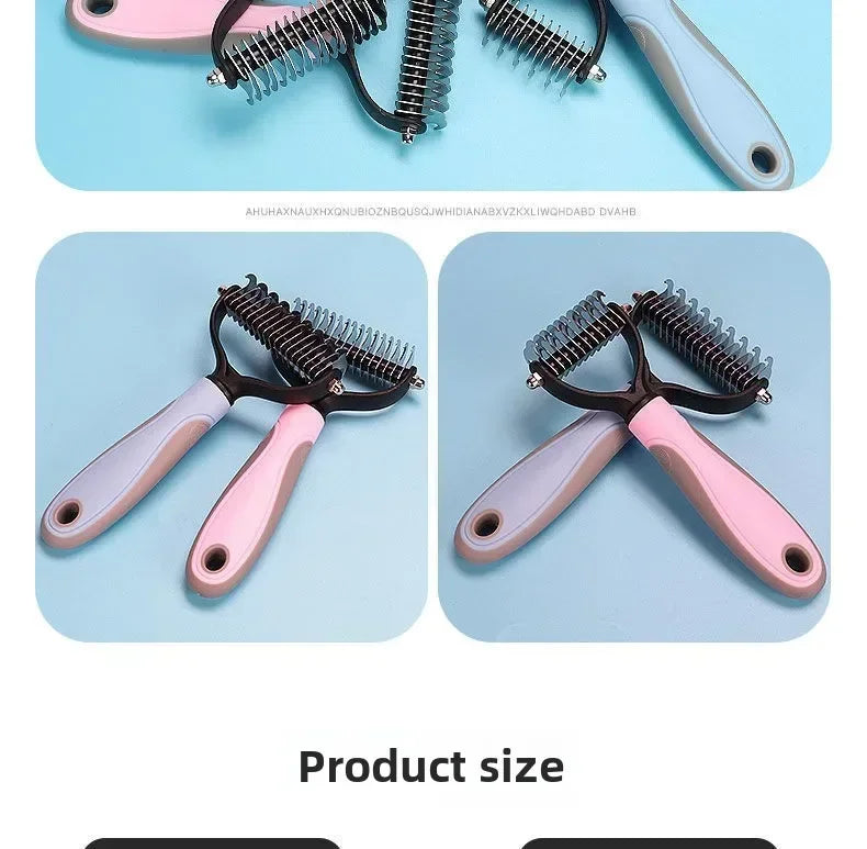 1pc Stainless Steel Dual Sided Pet Comb, Dog Cat Tangle Remover Brush, Portable Grooming Accessory for Household Pets by PawHaven