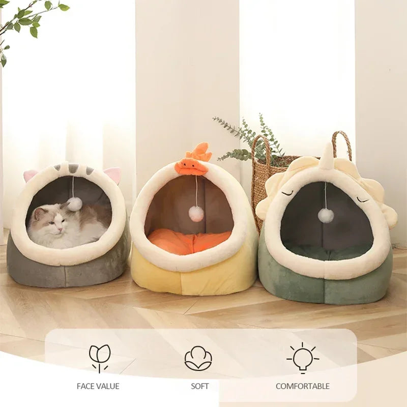 Cat Pad Bed Sweet Soft Warm Pet Basket Cozy Kitten Lounger Cushion Pet House Tent Small Dog Mat For Washable Cats winter Beds by PawHaven