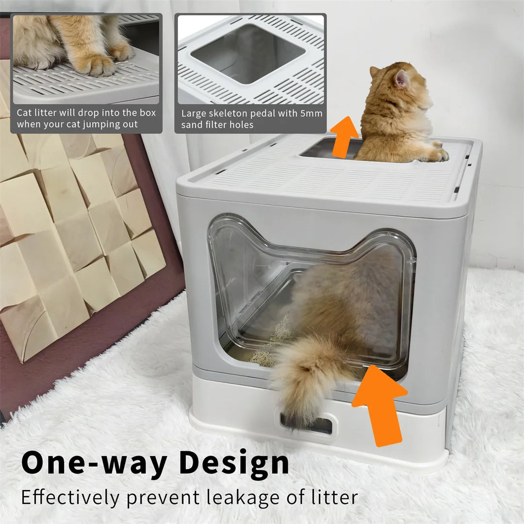 Bingopaw Detachable Enclosed Cat Litter Box with Stainless Steel Pan Front Entry Toilet Box with Litter Scoop for Kittens by PawHaven