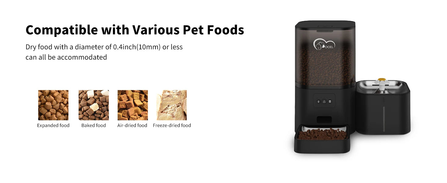 DOEL 2-in-1 Smart Cat Feeder 6L Dry Feeder & 2.5L Cat Water Fountain w/ App Control Timed Feeding For Small Dogs Food Dispenser by PawHaven
