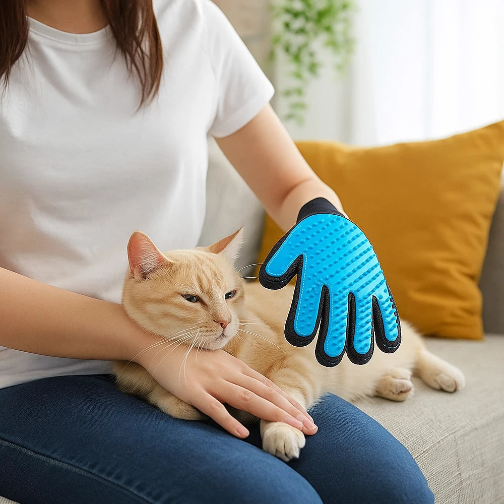 Pet Shedding Glove, Soft Massage Hair Remover for Gentle Grooming and Fur Control by PawHaven