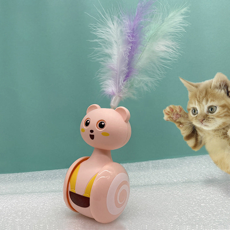 Cat Interactive Feather Toys Pet Bumbler Funny Toy Interactive Cats Toys Cat Rolling Teaser Feather Wand Toys Rotating Ball by PawHaven