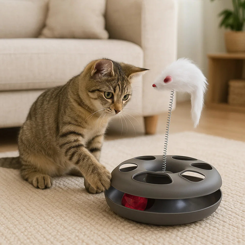 Premium Cat Toy 3 In 1 Disc Ball Mouse For Exercise by PawHaven