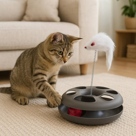 Premium Cat Toy 3 In 1 Disc Ball Mouse For Exercise by PawHaven