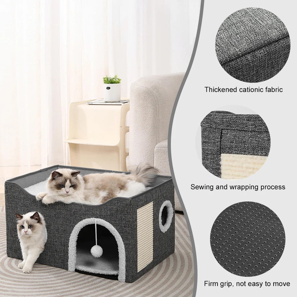 Premium Velvet Cat Cave With Scratching Pad by PawHaven