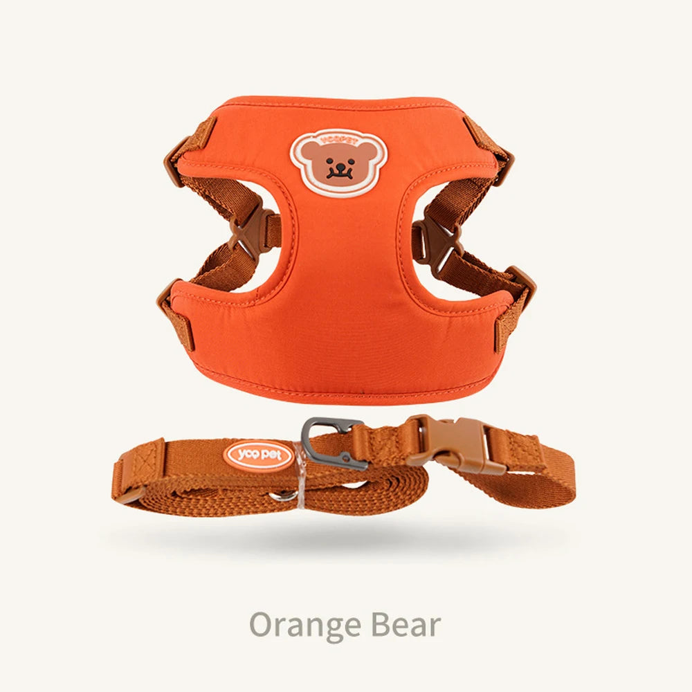 Cute Bear Pet Harness Leash Set Dog Vest Harness Strap Adjustable Breathable Harness for Puppy Cat Dog Supplies by PawHaven