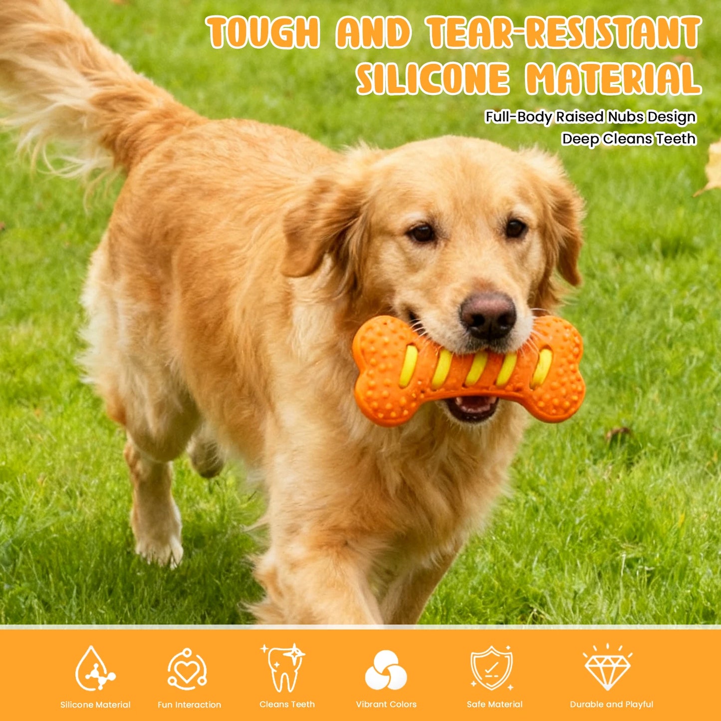 Premium Dog Dental Toy Set Textured Squeaky Bones by PawHaven