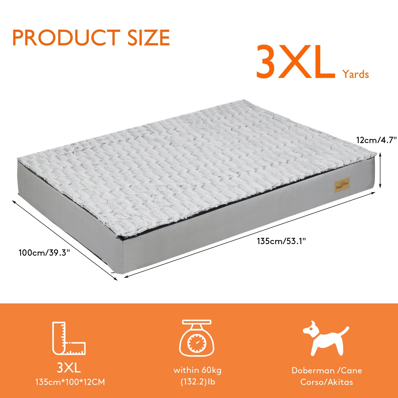 L-3XL Dog Bed Orthopedic Pet Calming Bed Soft Sponge Foam Base Dog Crate Kennels Mat with Removable Cover by PawHaven