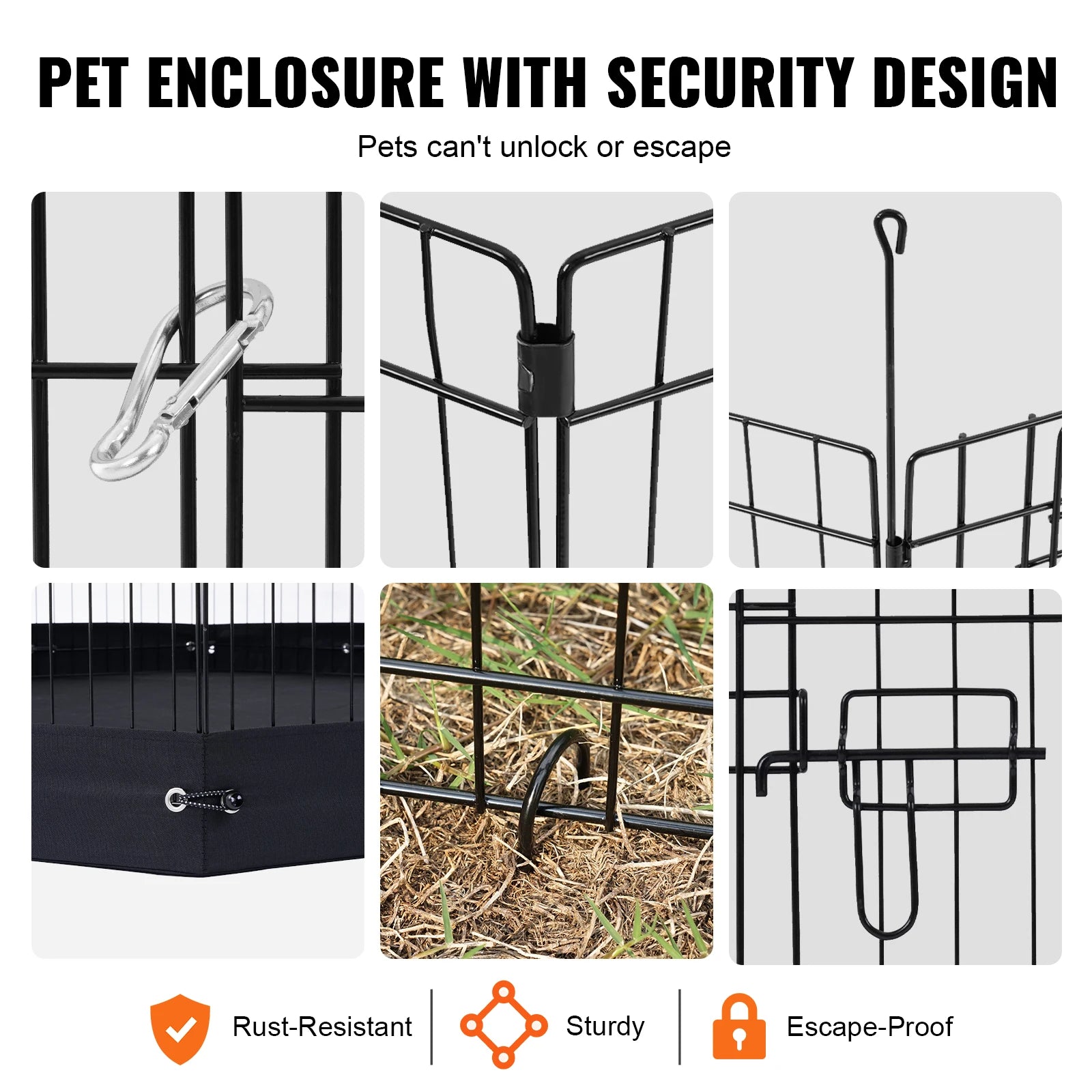 SucceBuy Dog Playpen Panels Foldable Metal Pet Exercise Pen Dog Fence Indoor Outdoor Pen with Top Cover & Bottom Pad for Dogs by PawHaven