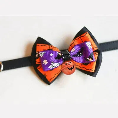 Halloween Pet Bow Tie Collar with Bell, Anti-Lost Pumpkin Decor for Cats, Small Dogs & Teddy Anti-Lost Design with Bell by PawHaven