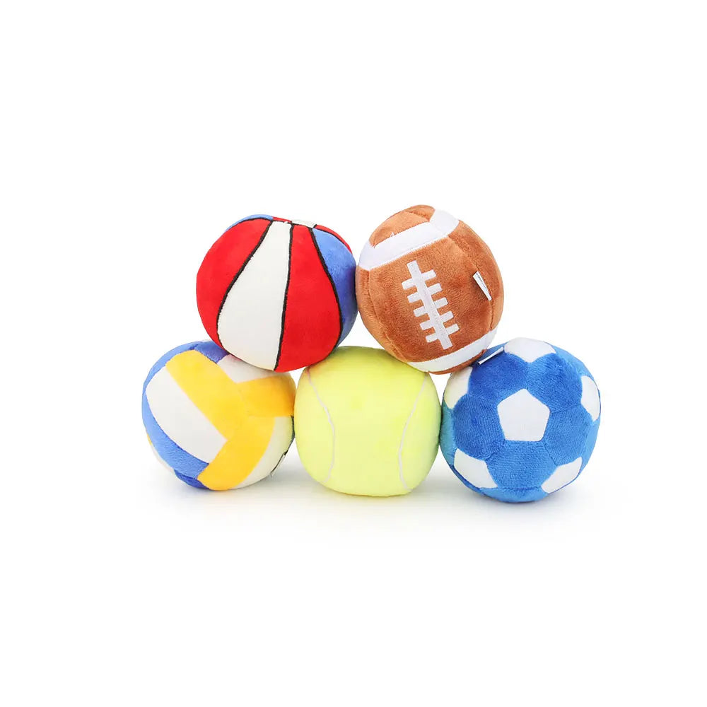 Ball Shape Plush Sound Dog Toy Puppy Chew Pet Squeak Toy For Small Medium Dogs by PawHaven