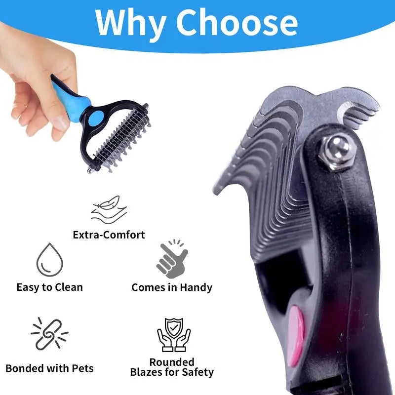 2in1 Stainless Pet Deshedding Brush Dog Hair Remover Pet Fur Knot Cutter Puppy Cat Comb Brushes Dogs Grooming Shedding Supplies by PawHaven
