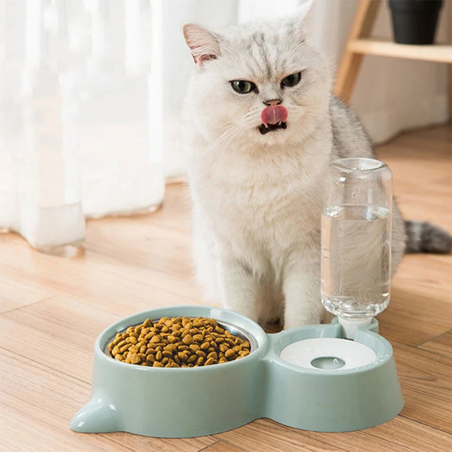 Dog Bowl, Cat Bowl, Anti-Spill Food Bowl, Automatic Feeding and Drinking Bowl Set for Pets by PawHaven