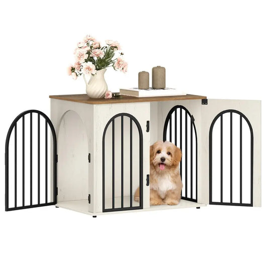 Dog Crate Furniture, 68 cm Wooden Dog Crate, Indoor Kennel for Small Dogs, End Side Table Animal Crates, AntiChew, AntiEscape, by PawHaven