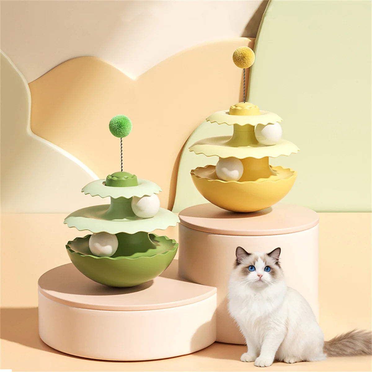 New cat wobbler spinning toy for entertainment, self-amusing interactive cat teaser, kitten puzzle ball pet supplies by PawHaven