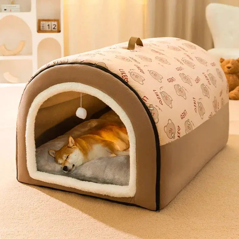winter Dog Kennel Warm Dog House Mat Detachable Washable Dogs Bed Nest Deep Sleep Tent for Medium Large Dogs House dog Supplies by PawHaven