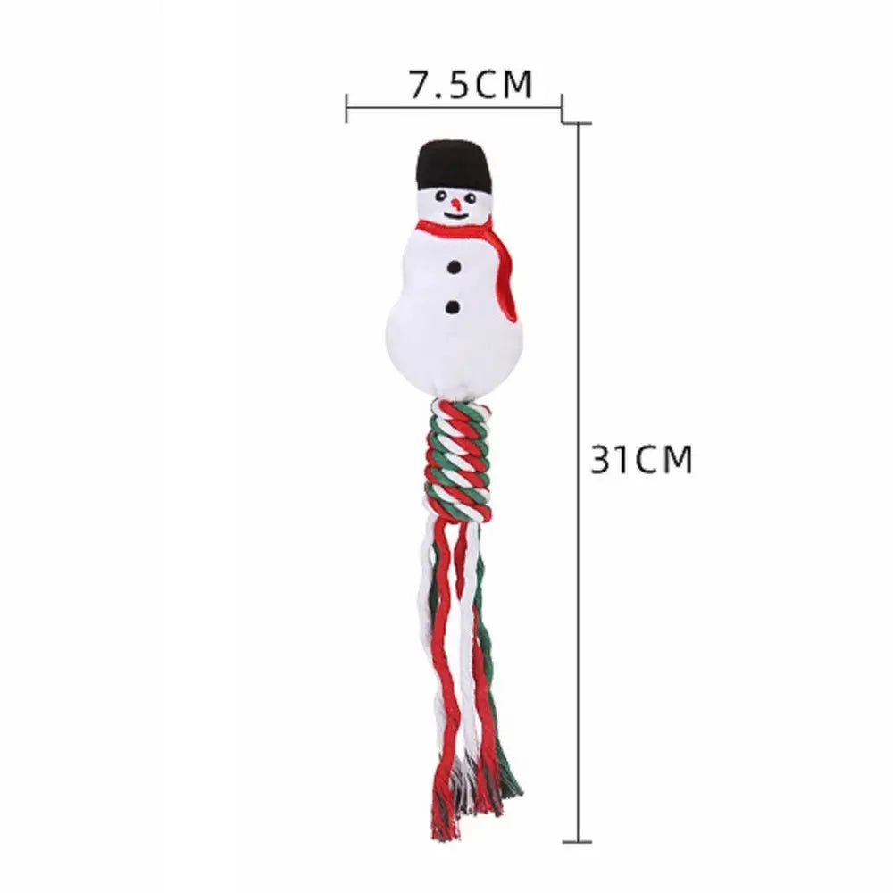 Christmas Small Dog Toy Chew Plush Puppy Cat Gift Tassel Rope Pet Toy Santa Claus Snowflake Christmas Tree by PawHaven